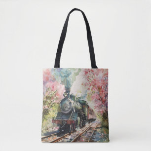 Bolsa Tote Um Trem na Primavera