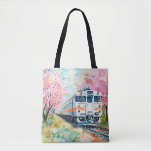 Bolsa Tote Um Trem na Primavera