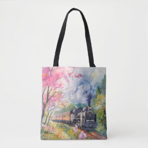 Bolsa Tote Um Trem na Primavera