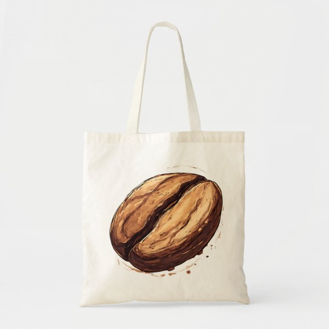 Bolsa Tote Um Único Grão de Café Isolado (Frente)