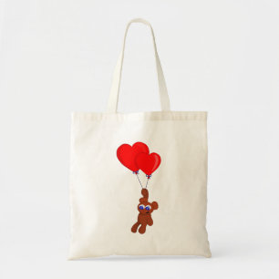 Bolsa Tote Um Urso De Teddy Segurando Balões Em Forma De Cora