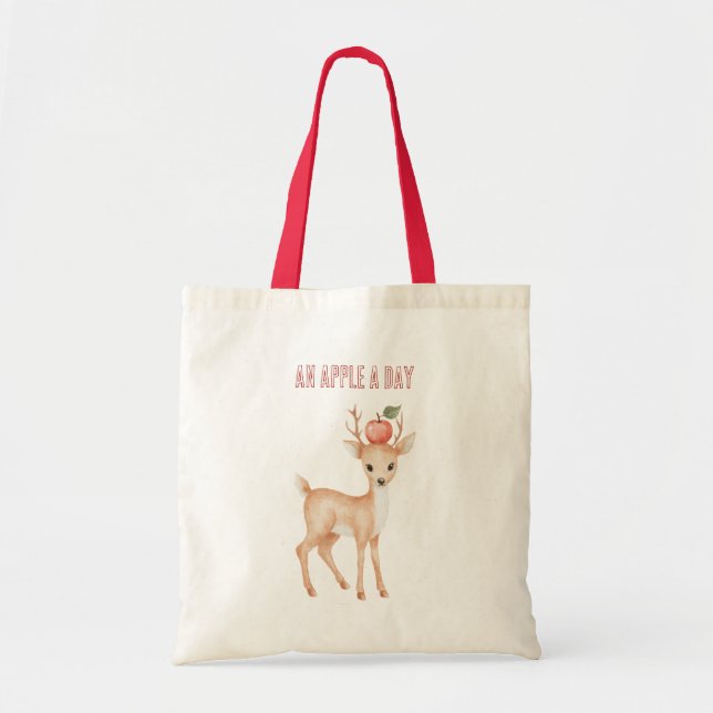 Bolsa Tote Um Veado de Maçã por Dia (Frente)