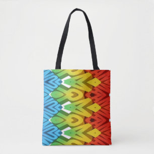 Bolsa Tote Um vibrante padrão clássico de zigue-zague colorid
