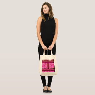 Bolsa Tote um wallpaper rosa e branco com cruz