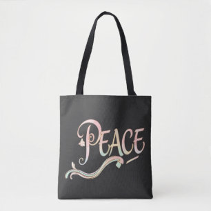 Bolsa Tote Uma bela e fluida escrita da palavra "Paz" fe