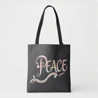 Bolsa Tote Uma bela e fluida escrita da palavra "Paz" fe