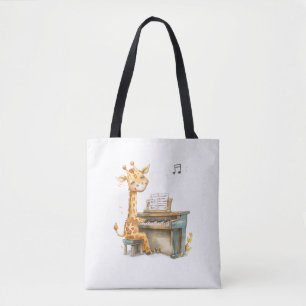 Bolsa Tote Uma Bela Girafa Joga Violão