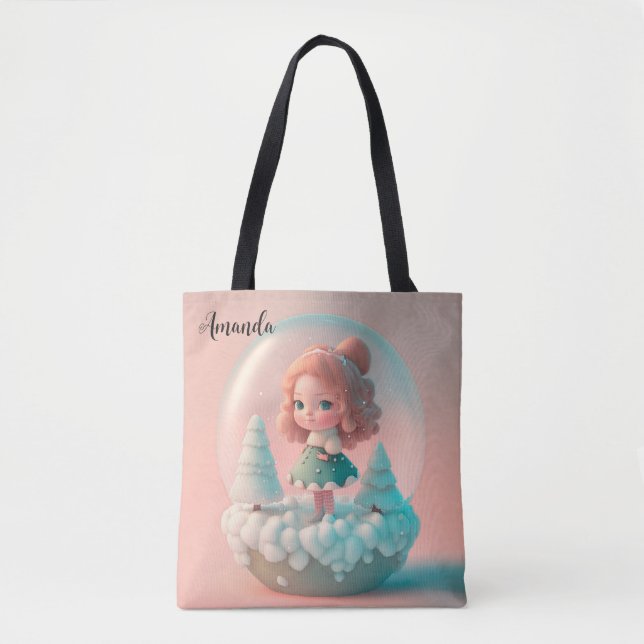 Bolsa Tote Uma boneca engraçada numa nuvem (Frente)