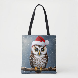 Bolsa Tote Uma Coruja de Natal Bonita