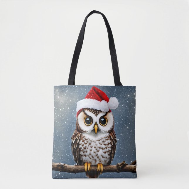 Bolsa Tote Uma Coruja de Natal Bonita (Frente)