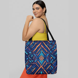 Bolsa Tote Uma estética vibrante de motif de diamante de padr