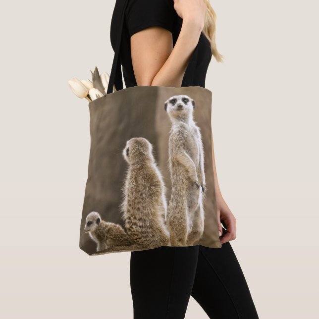 Bolsa Tote Uma família de Meerkats (Close Up)
