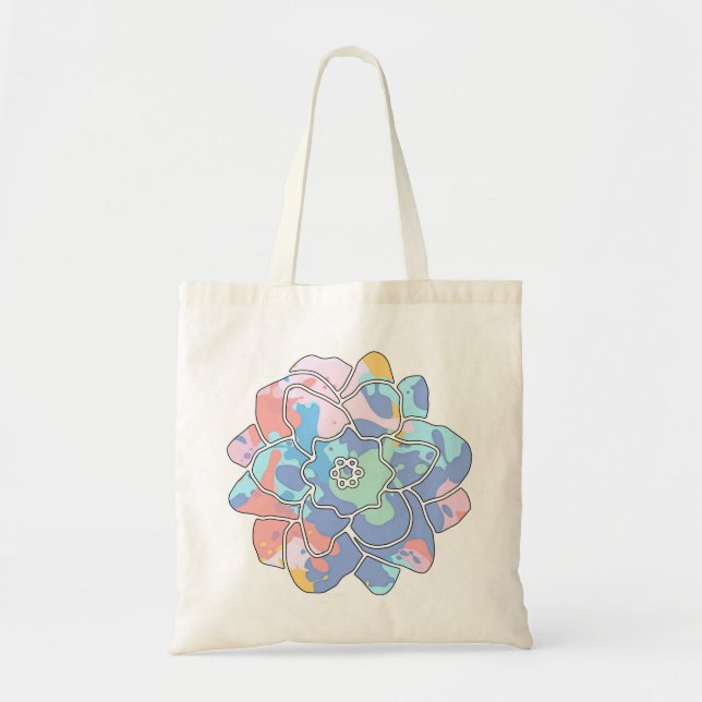 Bolsa Tote Uma flor feita de manchas de tinta (Frente)