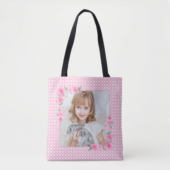 Bolsa Tote Uma Fotografia Personalizada e Bonita, rosa (Frente)