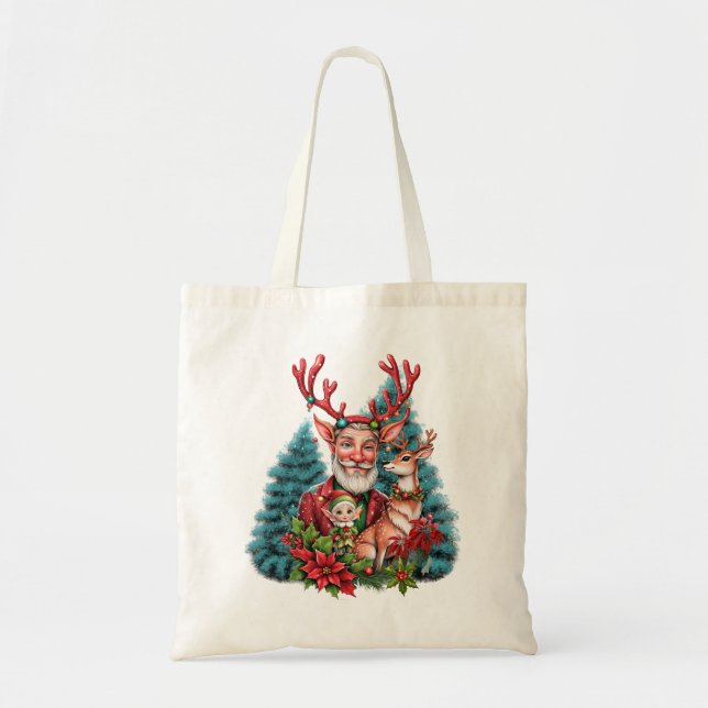 Bolsa Tote Uma ilustração brilhante de Natal. (Frente)