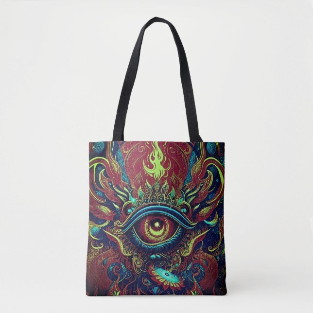 Bolsa Tote Uma Jornada Espiritual em Pastéis: Olho Flamejante (Frente)