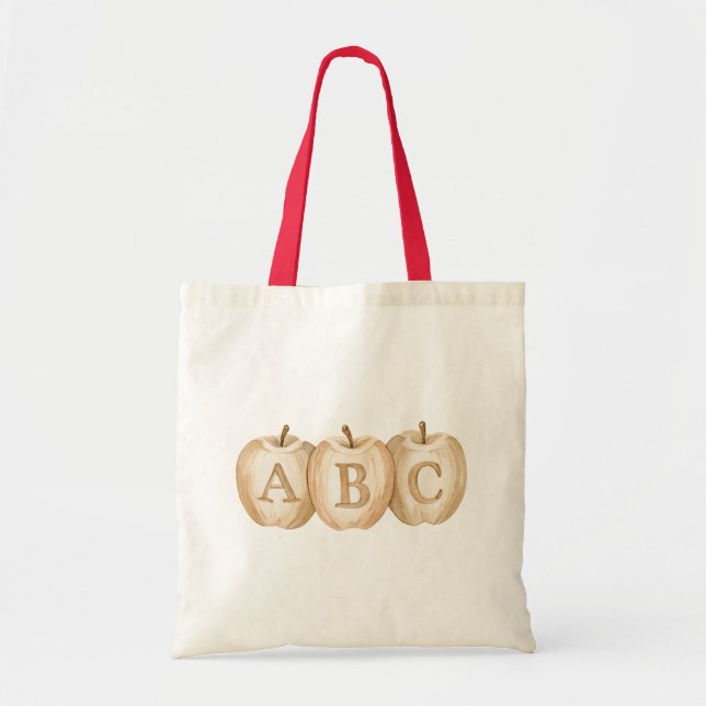 Bolsa Tote Uma Maçã Por Dia Letras ABC (Frente)