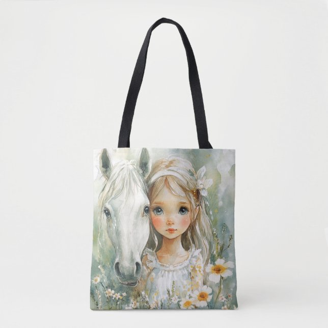 Bolsa Tote Uma Menina com um Cavalo (Frente)