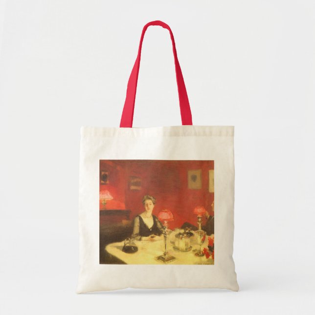 Bolsa Tote Uma Mesa de Jantar à Noite por John Singer Sargent (Frente)