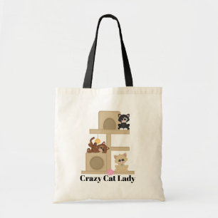 Bolsa Tote Uma mulher de gato louco adicionou uma mensagem de