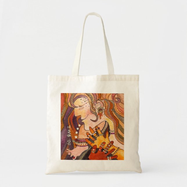 Bolsa Tote Uma mulher feliz com seu Toenail Vermelho-Pintado (Frente)