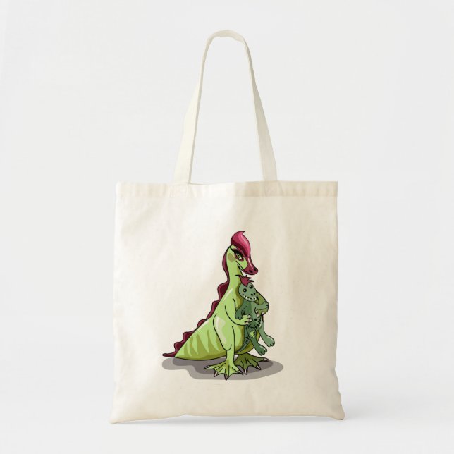 Bolsa Tote Uma Mulher Hadrosaurus Segurando Uma Boneca. (Frente)
