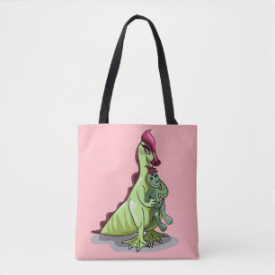 Bolsa Tote Uma Mulher Hadrosaurus Segurando Uma Boneca.