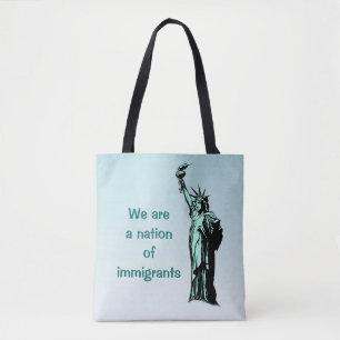 Bolsa Tote Uma nação da sacola do azul dos imigrantes