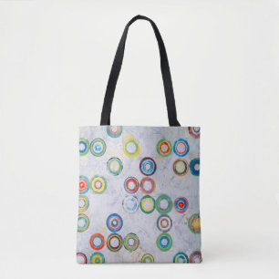 Bolsa Tote Uma pintura de abstrato; círculos multicoloridos