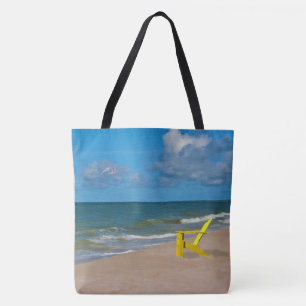 Bolsa Tote Uma praia em algum lugar e cadeira de praia