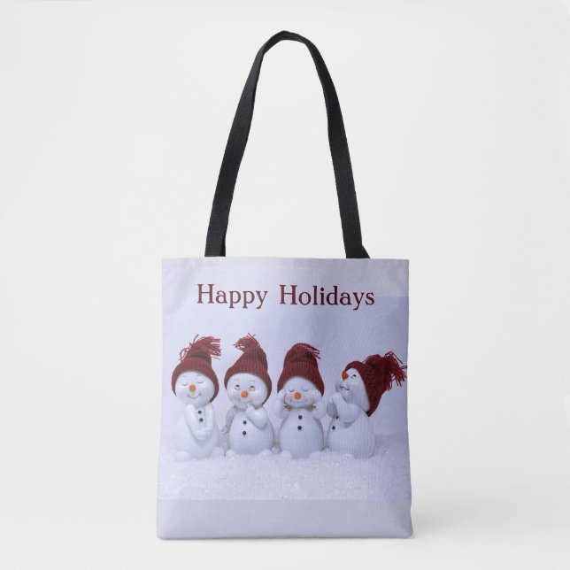 Bolsa Tote Uma quarteto de bonecos de neve (Frente)