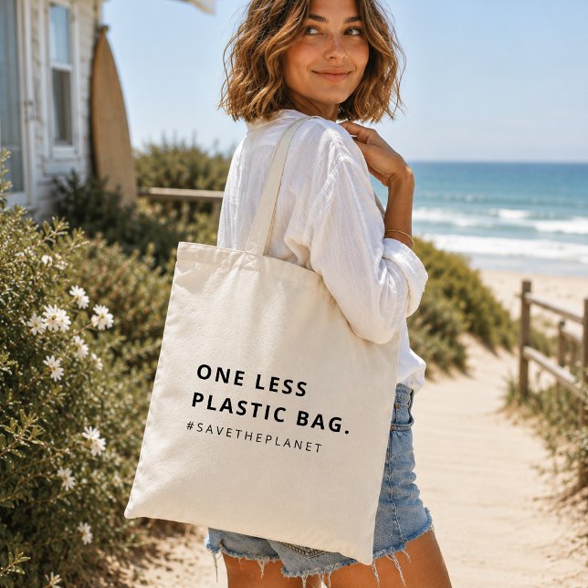 Bolsa Tote Uma sacola plástica a menos | Sacola de compras ec (One less plastic bag tote for grocery runs, beach days, market trips, and eco gifts.)
