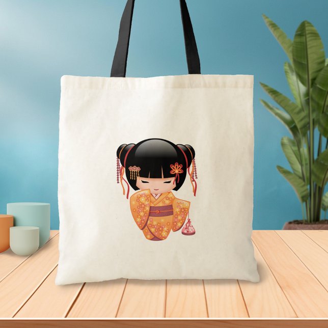 Bolsa Tote Ume Kokeshi Doll - Japanese Peach Geisha Girl 2 (Criador carregado)