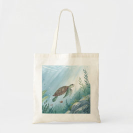 Bolsa Tote Underwater world with turtle