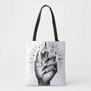 Bolsa Tote Unhas Pretas Longas & Magia de Energia de Cristal 