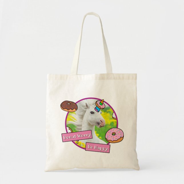 Bolsa Tote Unicorn com Rosquinha (Frente)