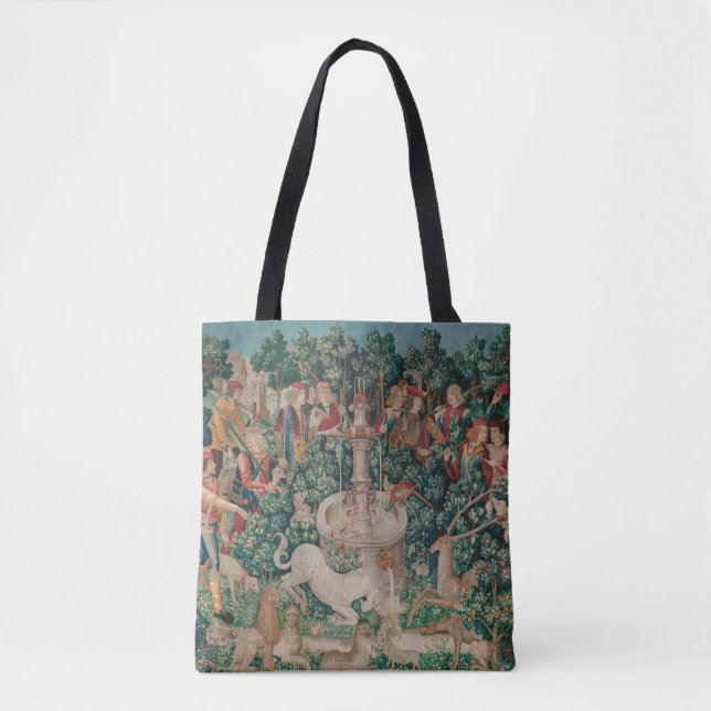 Bolsa Tote Unicorn Hunt Medieval Art - Unicórnio Encontrado (Frente)