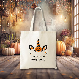 Bolsa Tote Unicorn Jack O Lantern With Name
