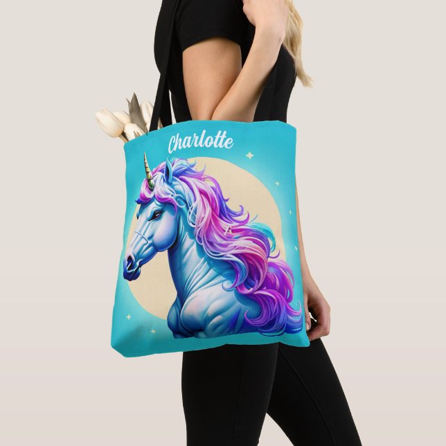 Bolsa Tote Unicorn Moonlight personalizável: seu nome em estr (Close Up)