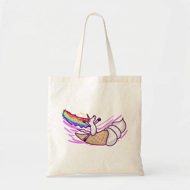 Bolsa Tote Unicorn Rainbow Riding Ice Cream Cone (Frente)