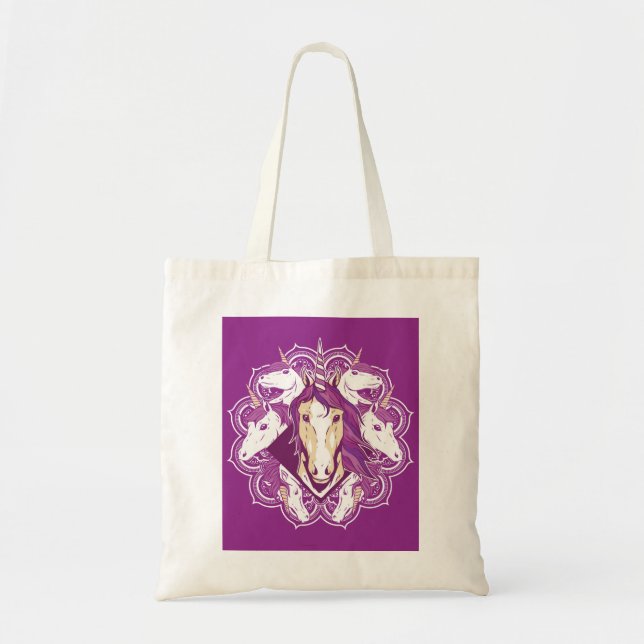 Bolsa Tote Unicorn Roxo Mandala (Frente)