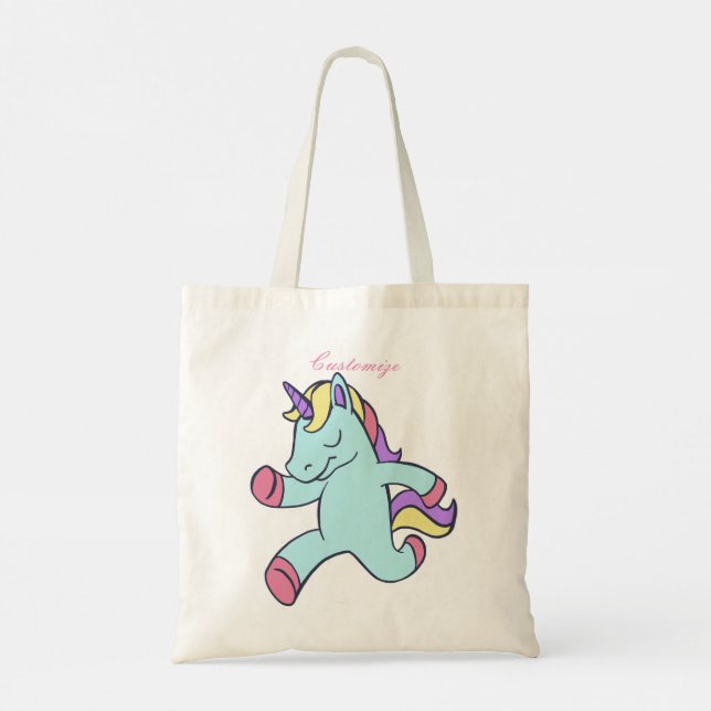 Bolsa Tote Unicórnio Azul Executando Thunder_Cove (Verso)