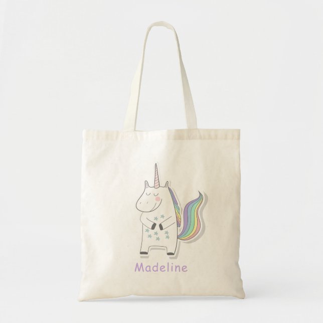 Bolsa Tote Unicórnio Bonito - Crianças Personalizadas (Frente)