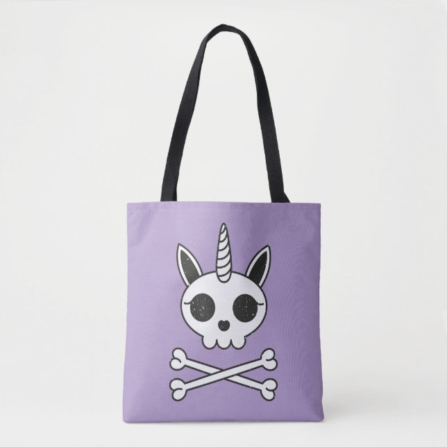 Bolsa Tote Unicórnio Crânio e Crossbones (Frente)