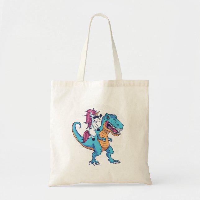 Bolsa Tote Unicórnio e T-Rex (Frente)
