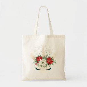 Bolsa Tote Unicórnio floral do Natal