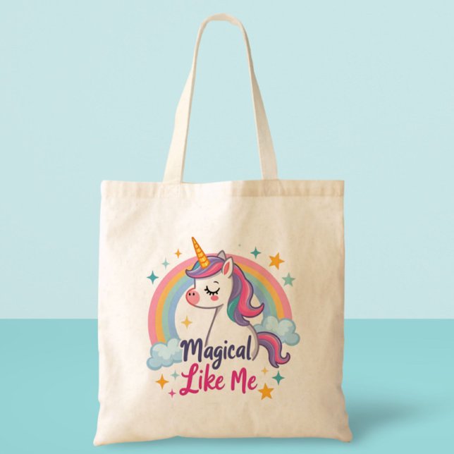 Bolsa Tote Unicórnio Gentil com Arco-íris (Criador carregado)
