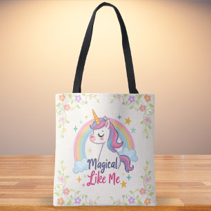 Bolsa Tote Unicórnio Mágico de Pastel com Arco-íris