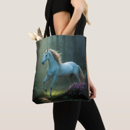 Bolsa Tote Unicórnio Mágico em Floresta Encantada
