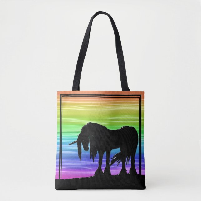 Bolsa Tote Unicórnio místico (arco-íris aquoso) (Frente)